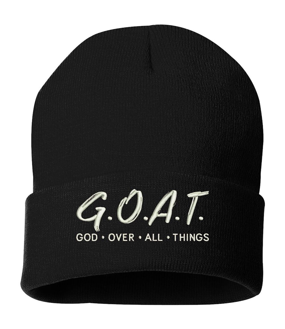 5467 God Over All Things Beanie Hat Christian Warm Winter Cap Black